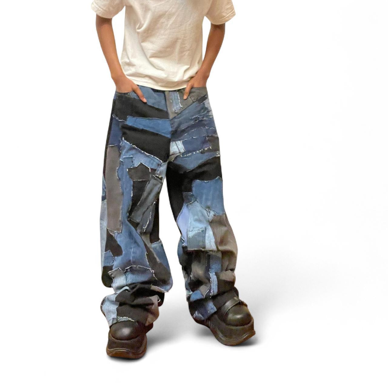 “Complex Features” Patchwork Denim Jeans