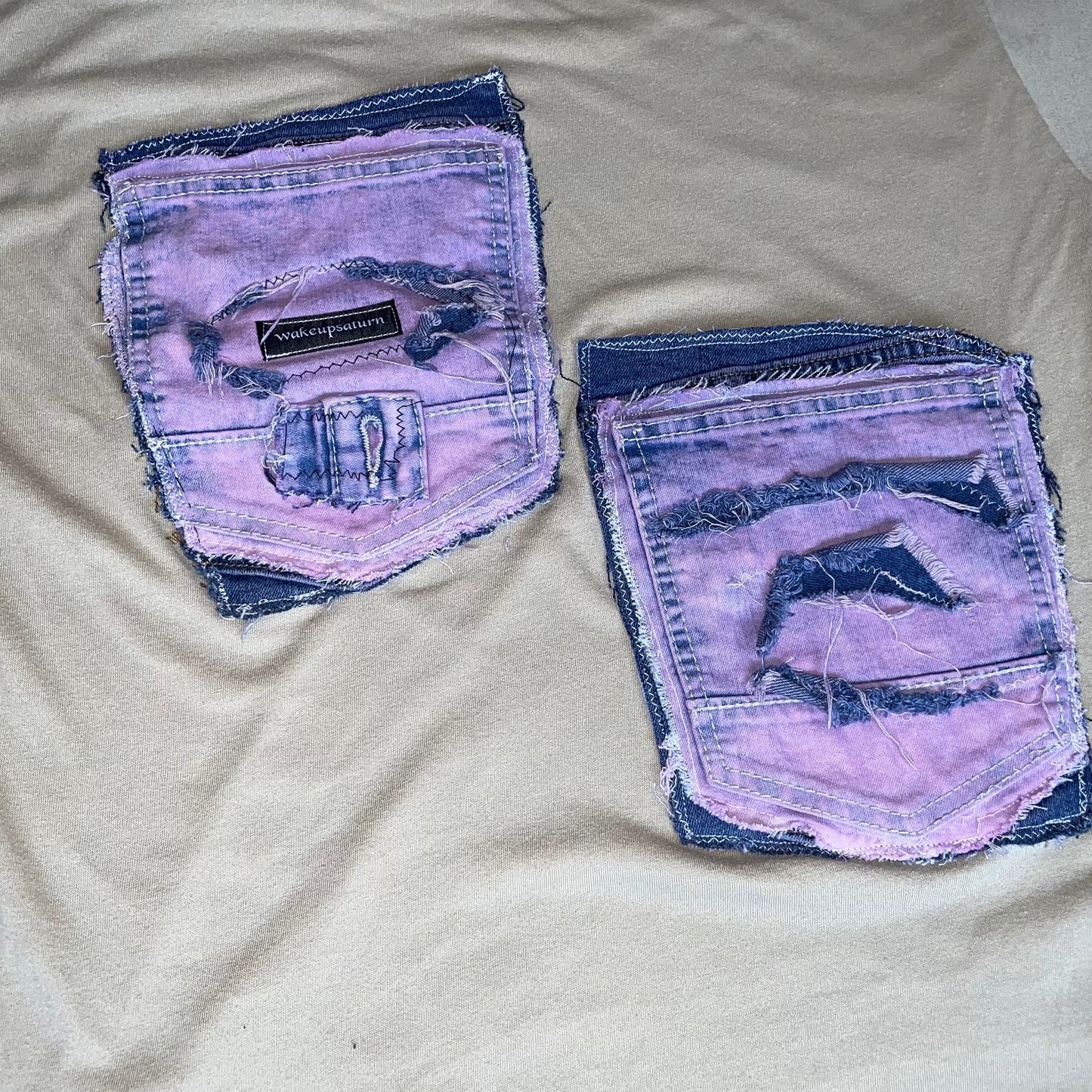 “Double Back” Beige Patchwork Tee