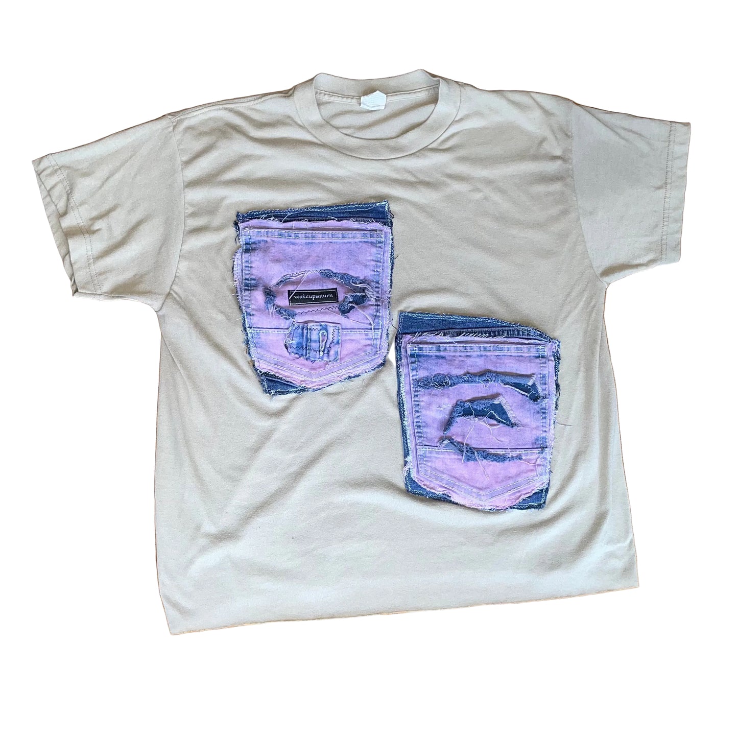 “Double Back” Beige Patchwork Tee