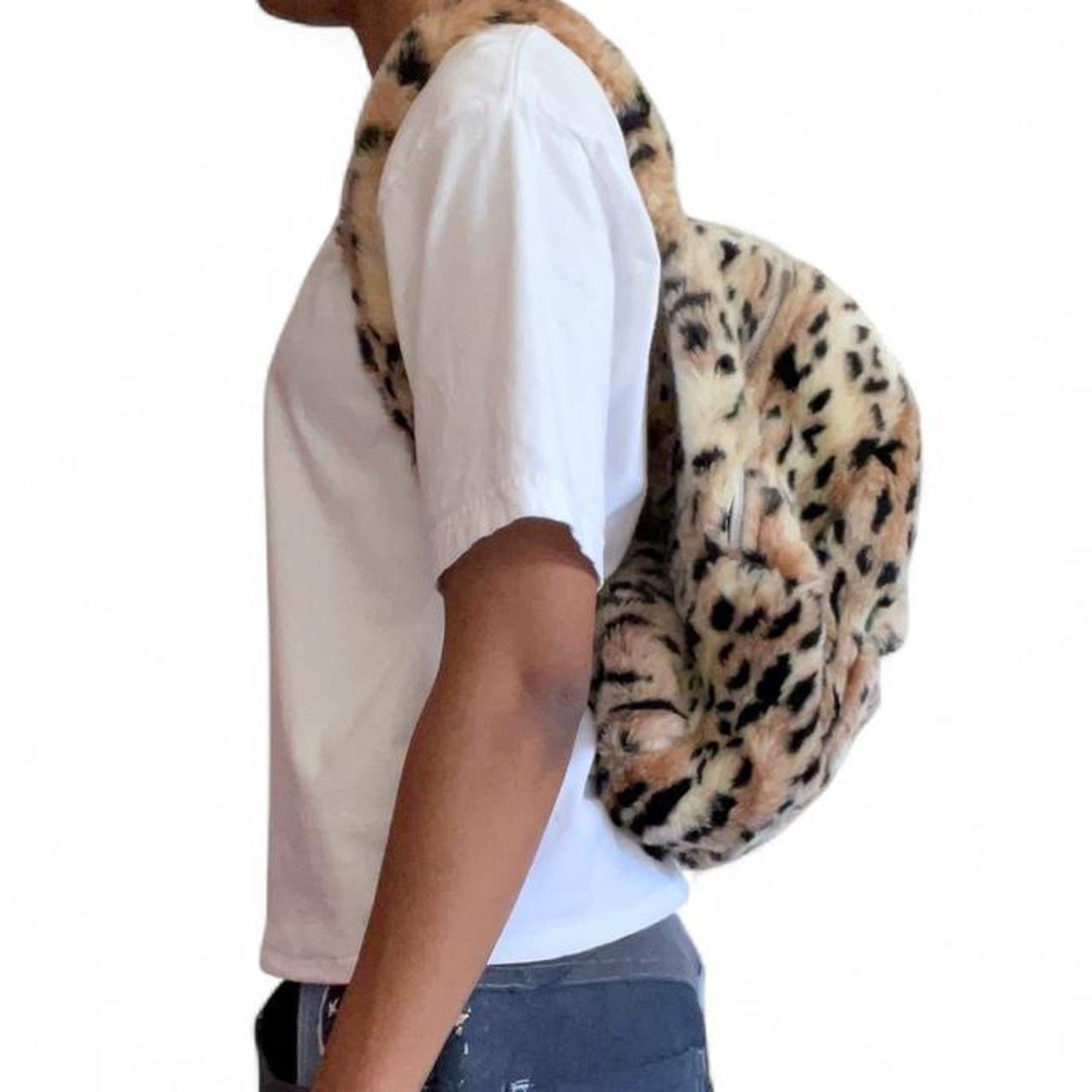 Fur Leopard Print Backpack