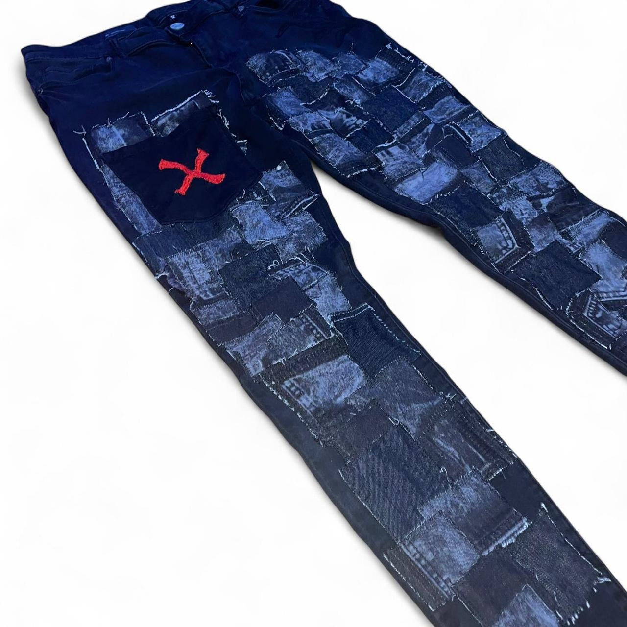 Black Canvas Patchwork Jeans