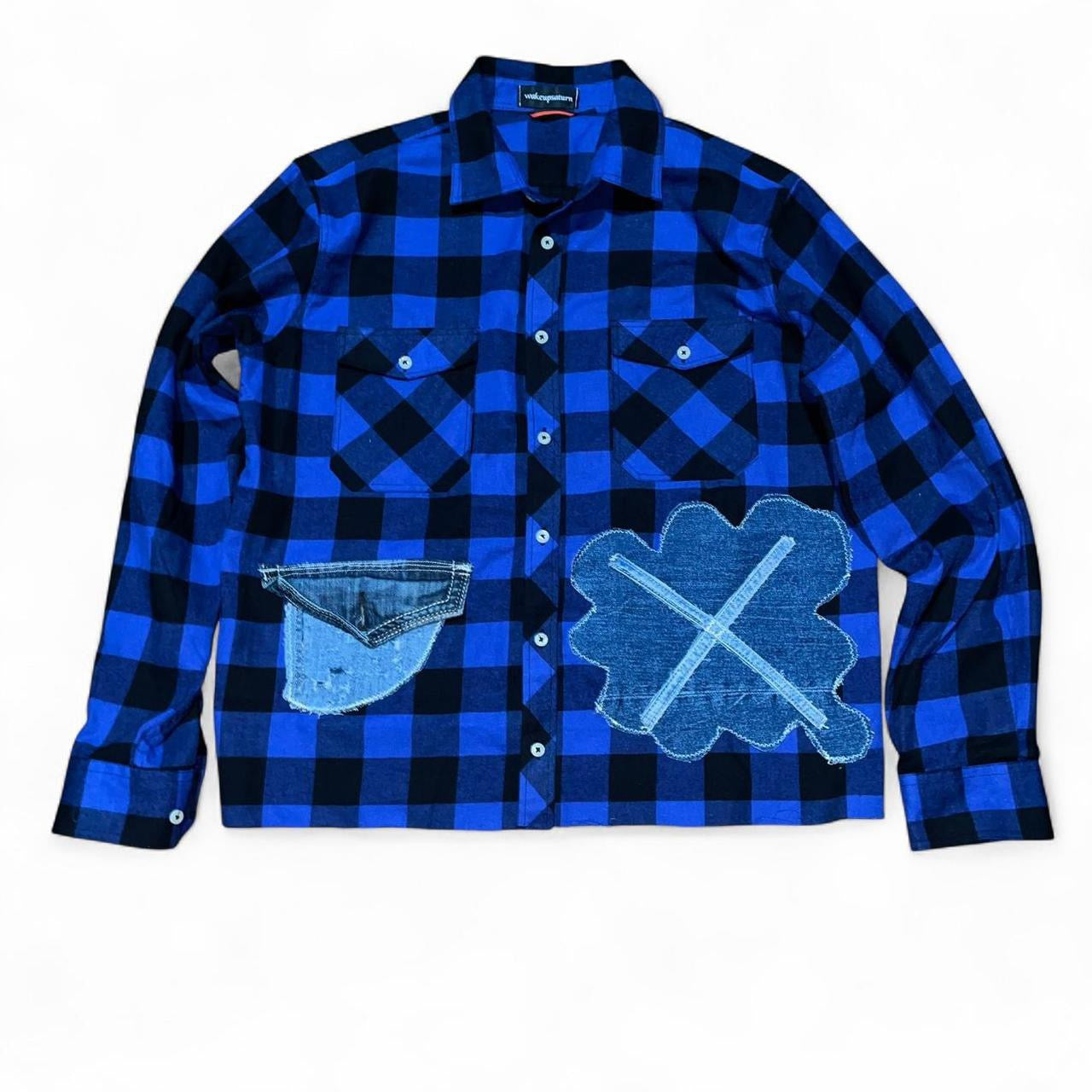 “X Marks The Spot” Blue Flannel
