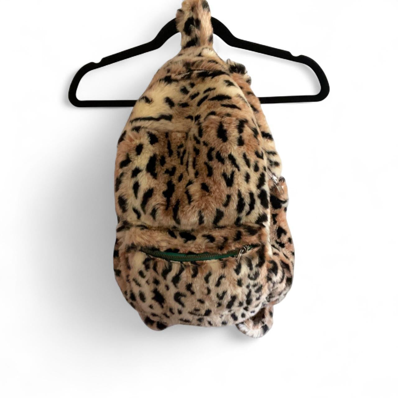 Fur Leopard Print Backpack