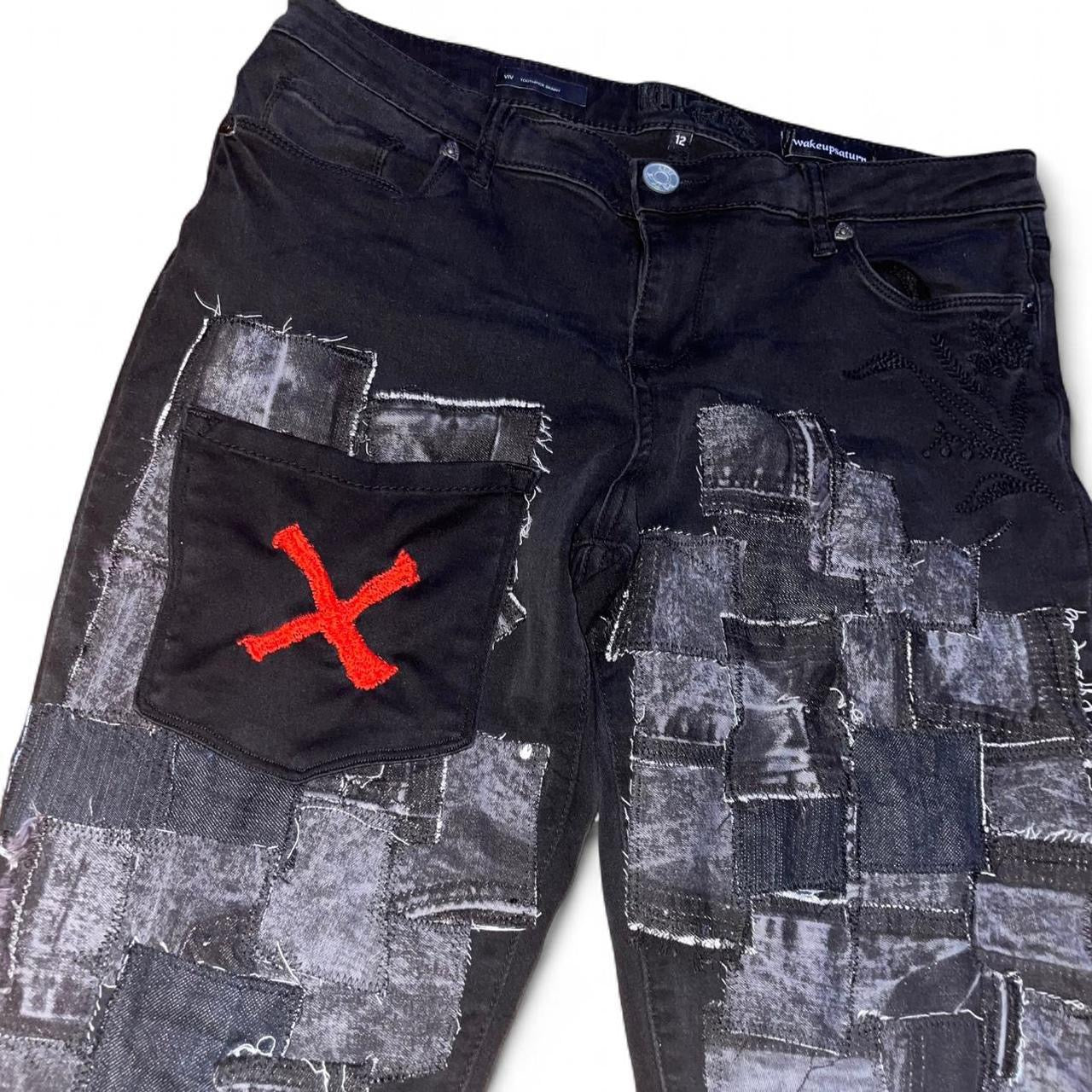 Black Canvas Patchwork Jeans